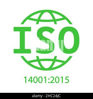 Icona del segno vettoriale isolato con standard di qualità ISO 14001 isolata su sfondo bianco Illustrazione Vettoriale