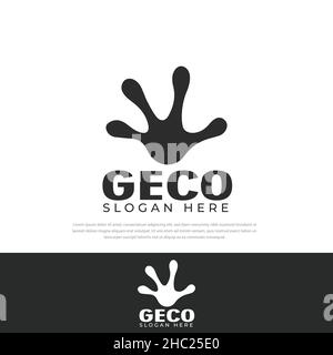 Logo semplice nero gecko gamba disegno, modello di design, simbolo, icona, modello di design, zampa di lucertola Illustrazione Vettoriale