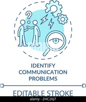 Identificare i problemi di comunicazione icona del concetto turchese Illustrazione Vettoriale