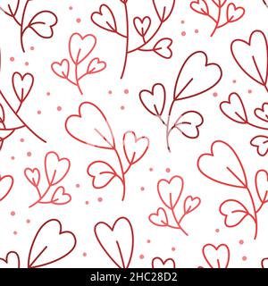 Sfondo vettoriale con piante in forma di cuori. San Valentino. Illustrazione Vettoriale