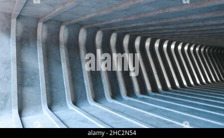 interno in calcestruzzo astratto, tunnel. 3d rendering Foto Stock