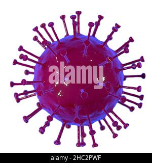 Virus, omicron variante di COVID. Nuovo ceppo di coronavirus. Isolato, Omicron. 3D illustrazione, 3D rappresentazione. Foto Stock
