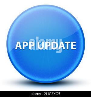 App Update bulbo oculare lucido elegante pulsante rotondo blu illustrazione astratta Foto Stock