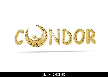 Icona del condor Golden 3D isolata su sfondo bianco - rendering 3D Foto Stock