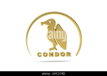 Icona del condor Golden 3D isolata su sfondo bianco - rendering 3D Foto Stock