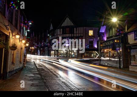 Lyndhurst, New Forest, High Street, Christmas Lights 2021 Foto Stock