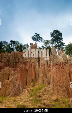 Rischi, strati di terra a Momostenango Guatemala Foto Stock