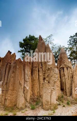 Rischi, strati di terra a Momostenango Guatemala Foto Stock