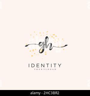 GH Handwriting logo arte vettoriale di firma iniziale, matrimonio, moda, gioielleria, boutique, floreale e botanica con modello creativo per qualsiasi azienda Illustrazione Vettoriale