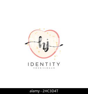 HJ Handwriting logo arte vettoriale di firma iniziale, matrimonio, moda, gioielleria, boutique, floreale e botanica con modello creativo per qualsiasi azienda Illustrazione Vettoriale
