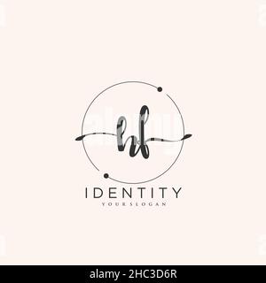 HF disegno vettoriale logo di firma iniziale, matrimonio, moda, gioielleria, boutique, floreale e botanica con modello creativo per qualsiasi azienda Illustrazione Vettoriale