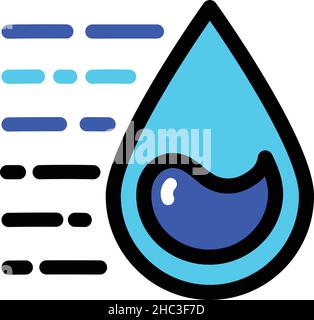 Goccia d'acqua semplice icona piatta. Pulire la molla o l'acqua depurata. Logo per il servizio di consegna dell'acqua. Disegno vettoriale di linea per web, mobile e Illustrazione Vettoriale