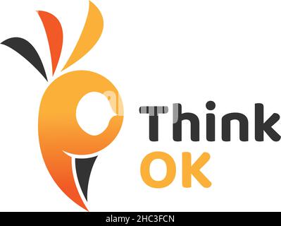 Design moderno e colorato THINK OK concept logo Illustrazione Vettoriale