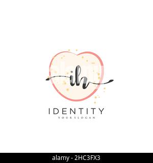 IH Artigiana vettoriale logo di firma iniziale, matrimonio, moda, gioielleria, boutique, floreale e botanica con modello creativo per qualsiasi azienda Illustrazione Vettoriale