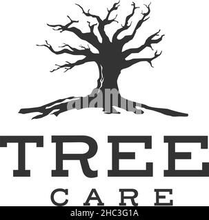Silhouette minimalista CON logo verde PER LA CURA DELL'ALBERO Illustrazione Vettoriale
