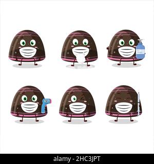 Una foto di gelatina di cioccolato Gummy caramella stile cartoon design mantenere sano durante una pandemia. Illustrazione vettoriale Illustrazione Vettoriale