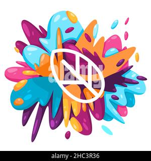 Foglia organico eco naturale foglie icona in vernice spruzzata colorata liquido spruzzi inchiostro disegno creativo illustrazione Illustrazione Vettoriale