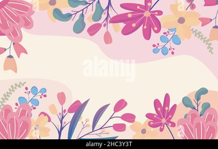 Rettangolo primavera fiore Floral pianta cornice Card Vector decorazione Illustrazione Vettoriale