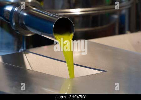 Olio d'oliva prodotto in un frantoio industriale Foto stock - Alamy