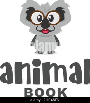 Flat colorato ANIMALE LIBRO carbone cute logo design Illustrazione Vettoriale