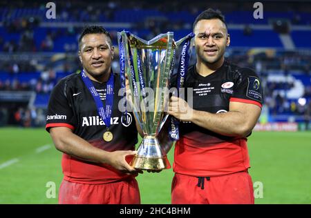 Foto di archivio del 14-05-2016 di Saracens' Billy Vunipola e Mako Vunipola (destra) hanno entrambi firmato nuovi contratti a Saracens. Data di emissione: Venerdì 24 dicembre 2021. Foto Stock