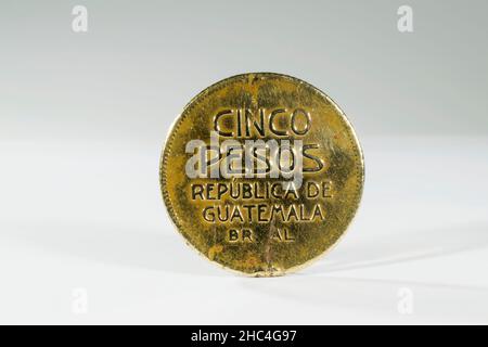 Valuta di 5 pesos, Guatemala 1923, Justo Rufino Barrios. Foto Stock