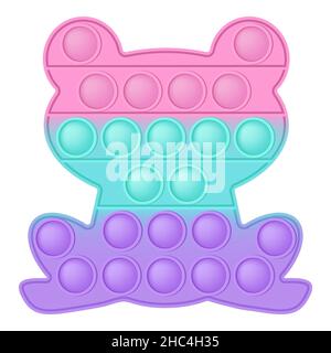 La figura di Popit ha fatto la rana come un giocattolo in silicone alla moda per i fedgets. Giocattolo antistress addictive in colori pastello. Ansia bolla che sviluppa i giocattoli vibranti del pop it Illustrazione Vettoriale