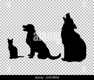 tre animali silhouette nero set Illustrazione Vettoriale