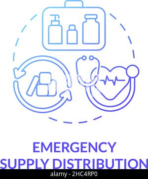 Icona del concetto di gradiente blu per la distribuzione dell'alimentazione di emergenza Illustrazione Vettoriale