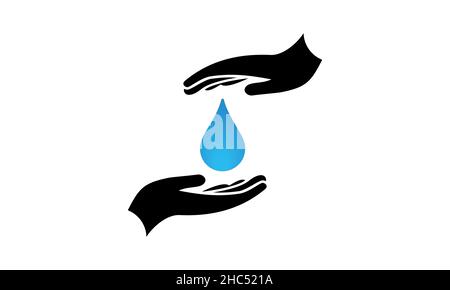Mani che tengono goccia di acqua, protezione acqua simbolo, mondo acqua giorno Illustrazione Vettoriale