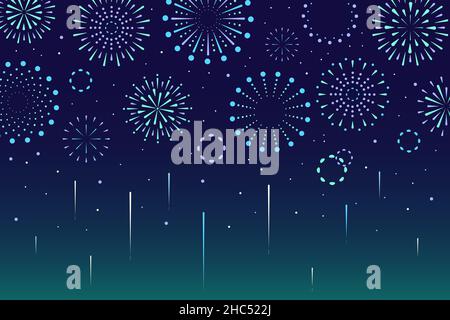 Sfondo con fuochi d'artificio geometrici nel cielo notturno Illustrazione Vettoriale