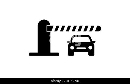Profilo della barriera di parcheggio e segno vettoriale pieno, icona barriera auto automatica Illustrazione Vettoriale