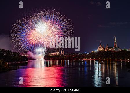 Spettacolo di fuochi d'artificio ad Ottawa Foto Stock