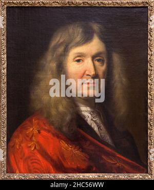 Portrait de Thomas Corneille (1625-1709), juriste, auteur dramatique francais, frere cadet de Pierre Corneille (1606-1684), Peinture de Jacob Van Loo Foto Stock