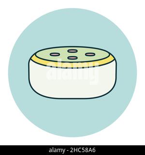 Altoparlante intelligente di piccole dimensioni con icona vettoriale a colori per il riconoscimento vocale. Simbolo grafico per il design di applicazioni, logo, app e siti Web musicali e audio Illustrazione Vettoriale
