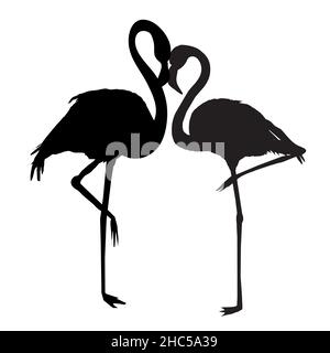 Flamingo silhouette , file vettoriale di uccello, illustrazione Illustrazione Vettoriale