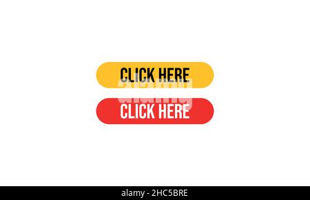 Rosso e giallo fare clic qui con il puntatore del mouse Illustrazione Vettoriale