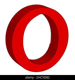 Omicron - una lettera di 3D dall'alfabeto greco isolato su uno sfondo bianco. Foto Stock