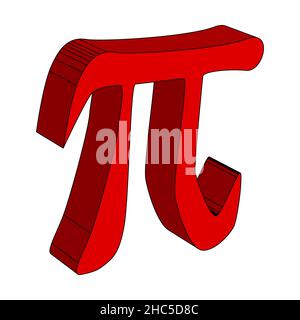 La costante matematica Pi in rosso posta su sfondo bianco Foto Stock