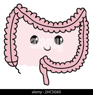 Semplice illustrazione gastrointestinale del sistema interno intestinale. Concetto di intestino sano. Parti del corpo umano in vettore Illustrazione Vettoriale