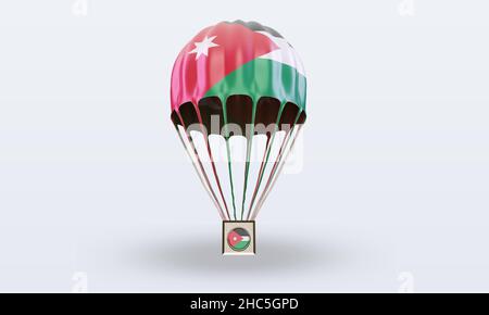 3D paracadute Jordan flag rendering vista frontale Foto Stock