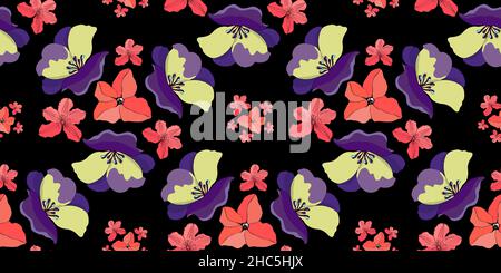 Arte vettore floreali seamless pattern. Fiori da Giardino Illustrazione Vettoriale