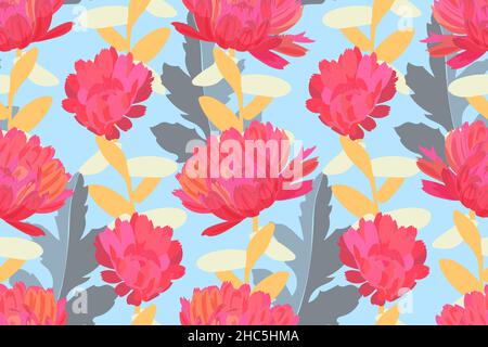 Arte vettore floreali seamless pattern. Fiori di colore rosa. Illustrazione Vettoriale