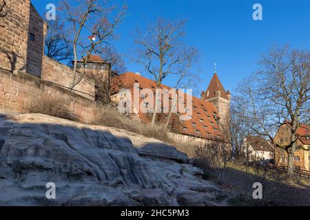 Norimberga Castello Empirial in inverno Foto Stock