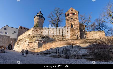 Norimberga Castello Empirial in inverno Foto Stock