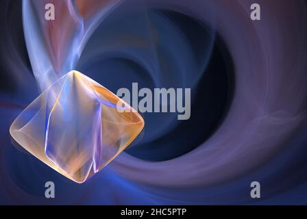 Frattale, un bel cristallo su sfondo blu Foto Stock