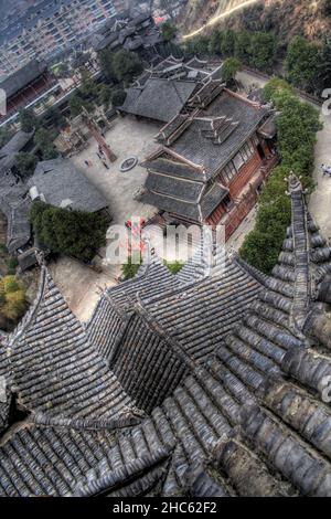 Vista aerea della tradizionale casa cinese di siheyuan Foto Stock