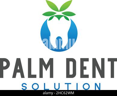 Design moderno CON logo PALM DENT Tooth Leaf Illustrazione Vettoriale