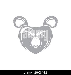 faccia spaventare koala foresta logo disegno vettore grafico simbolo icona segno illustrazione idea creativa Illustrazione Vettoriale