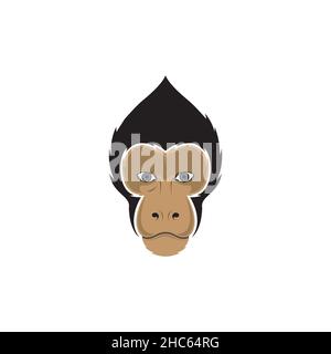 Cute faccia Celebes crested macaque logo design vettore grafico simbolo icona segno illustrazione idea creativa Illustrazione Vettoriale